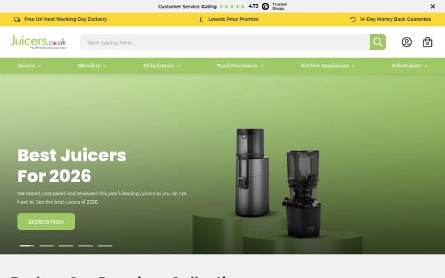 Startseite von Juicers.co.uk