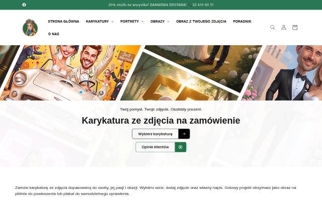 Karykatury personalizowane oraz portrety na zamówienie storefront