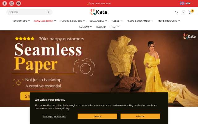 Kate Backdrop UK storefront