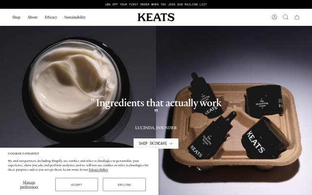 Keats Beauty storefront