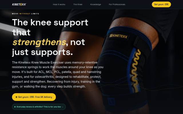 Startseite von Kinetexx · The Knee Support That Strengthens