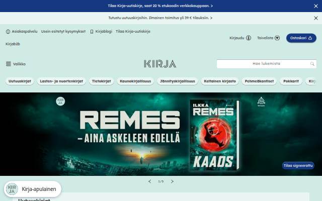 Kirja-verkkokauppa storefront