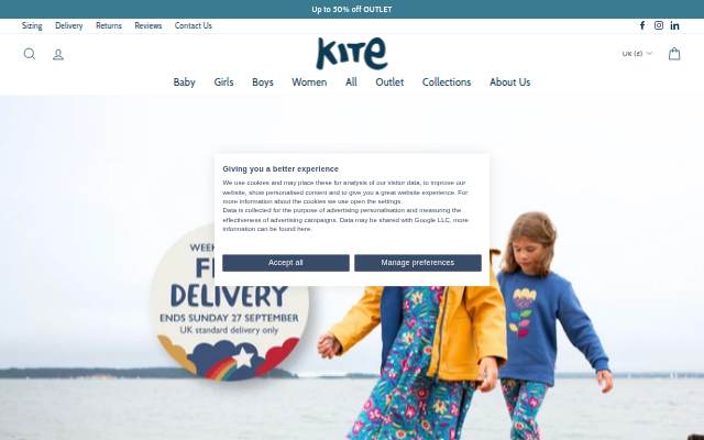 Startseite von Kite Clothing