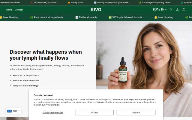 Startseite von Kivo Lymphe
