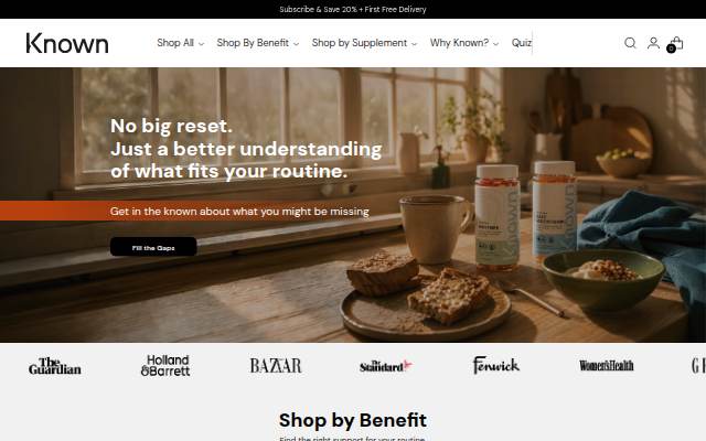 Known Nutrition UK storefront