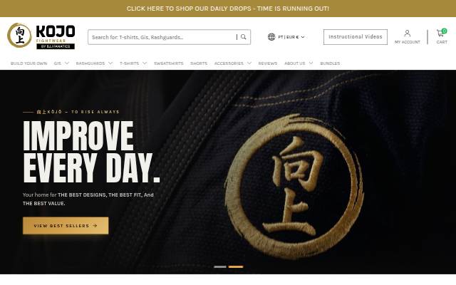 KOJO Fightwear storefront