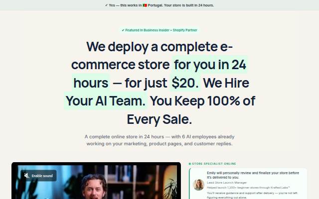 $20 Done for You Store storefront