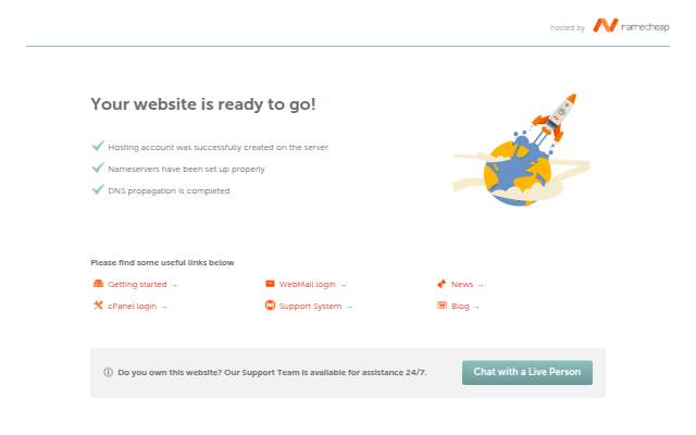 Namecheap Parking Page storefront