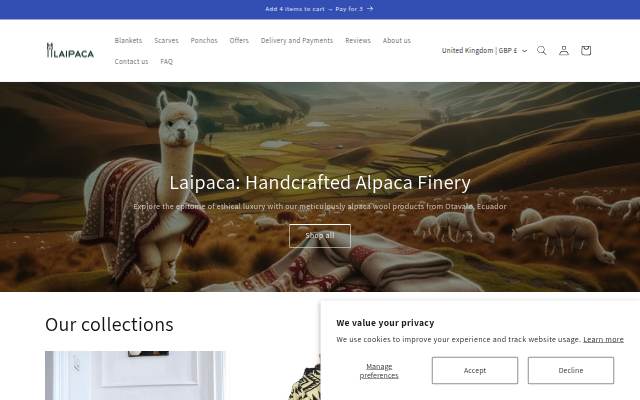 Startseite von Laipaca: Handcrafted Alpaca Finery