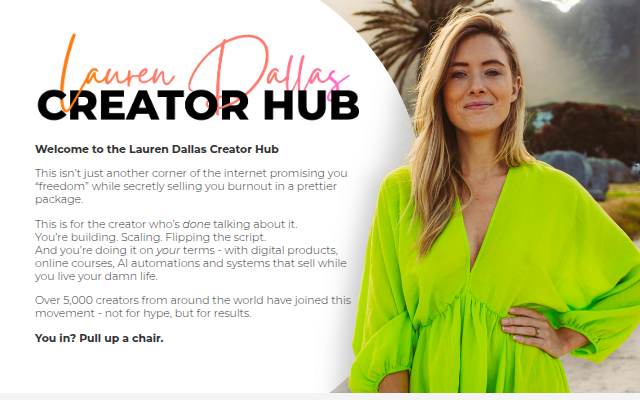 Lauren Dallas Creator Hub storefront