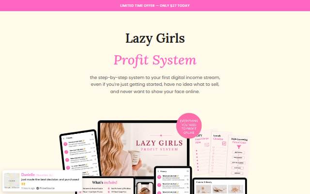 Lazy Girls Profit System storefront