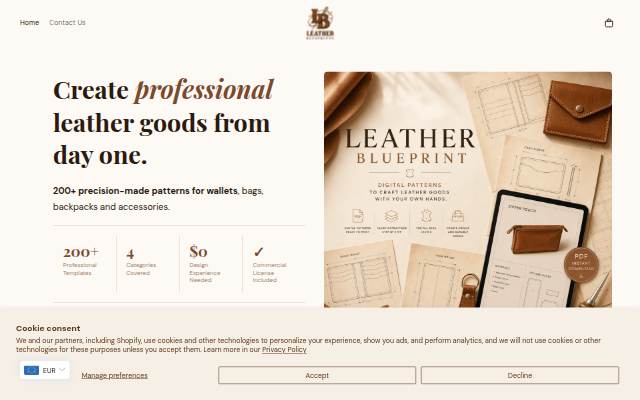LEATHER BLUEPRINTS storefront