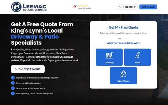Startseite von Get A Free Quote From King's Lynn's Local Driveway &amp; Patio Specialists