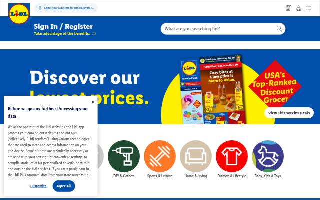 Startseite von Lidl US