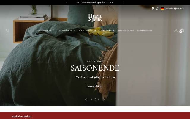 Startseite von Linen Spells