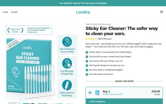 Sticky Ear Cleaner — Safe Daily Earwax Removal storefront