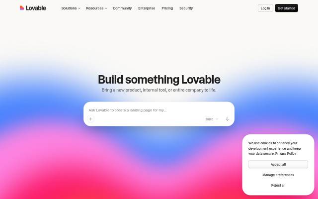 Startseite von Lovable