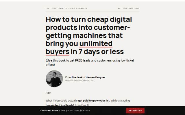 FREE Book: Low Ticket Profits storefront