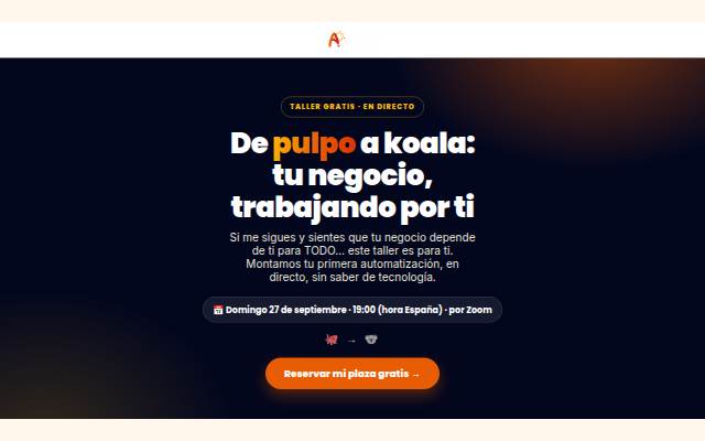 Taller en directo · Automatiza tu negocio sin saber de tecnología — Ainhoa Borobia storefront