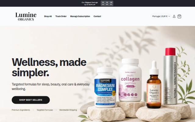 Lumine Organics storefront