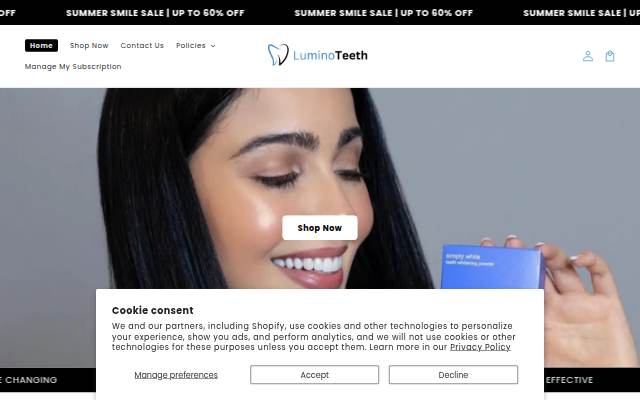 LuminoTeeth storefront