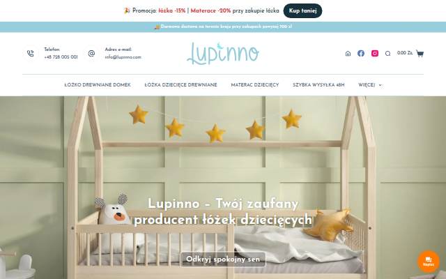 Startseite von Lupinno - Twój zaufany producent łóżek dziecięcych.