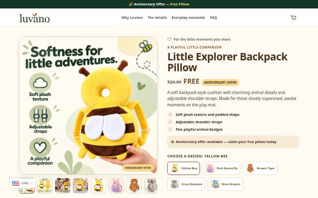 Luvano Little Explorer Backpack Pillow storefront