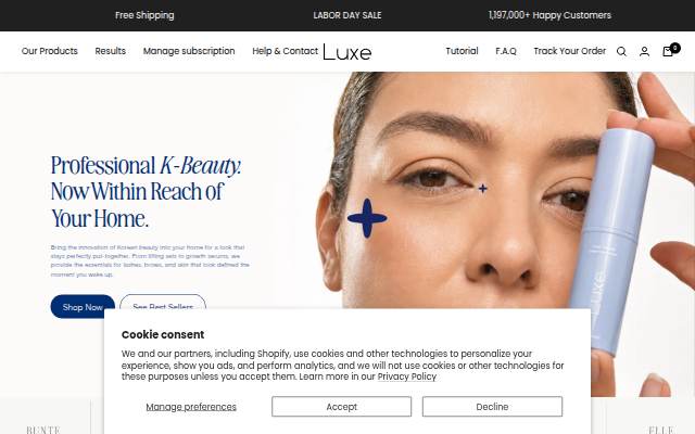 Luxe Cosmetics US storefront