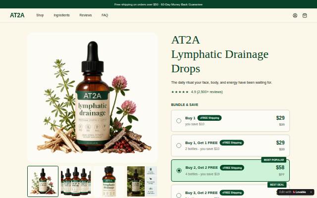 Startseite von AT2A Lymphatic Drainage Drops