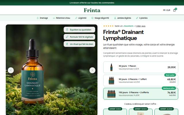 Montra da Frinta® Drainant Lymphatique — Le rituel quotidien que votre visage, votre corps et votre énergie attendaient
