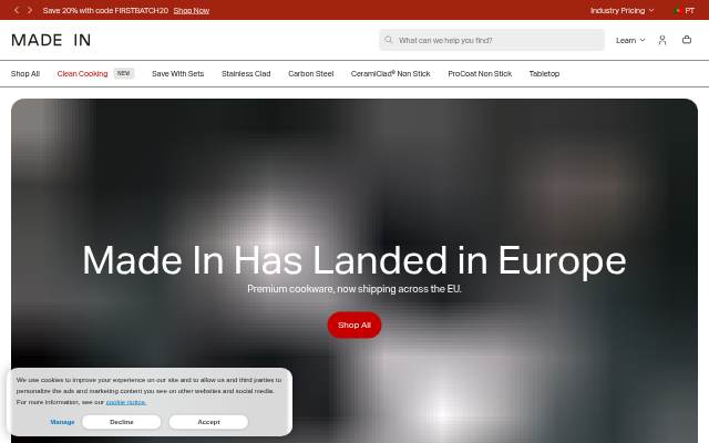 Made In Cookware storefront