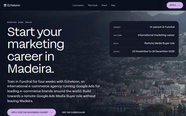 Startseite von Echelonn Madeira Media Buyer Track