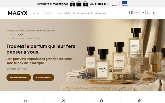 Magyx Perfume IT, ES, PT storefront