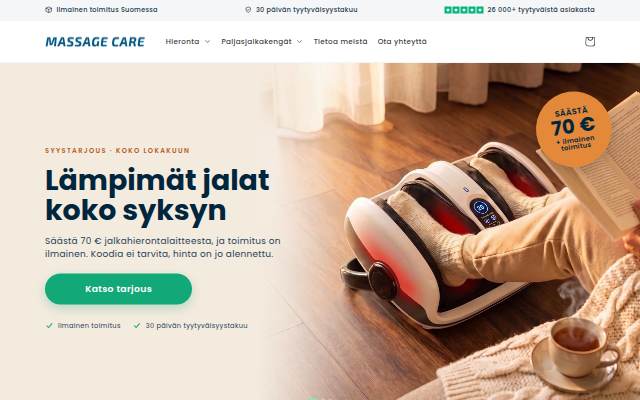 Startseite von Massage Care Suomi