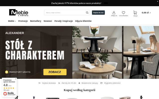 Meblezmetalu.pl storefront