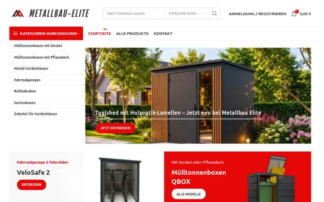Metall Mülltonnenboxen, Fahrradgaragen &amp; Gerätehäuser storefront