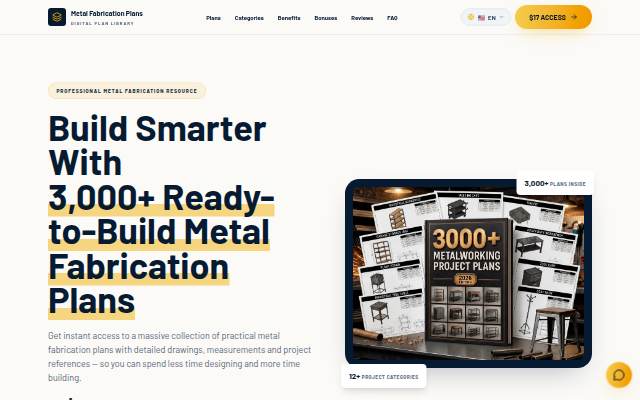 3,000+ Metal Fabrication Plans — Instant Access storefront