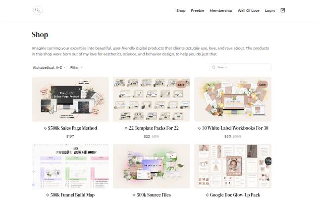 Vitrine de Mighty Growth Lab