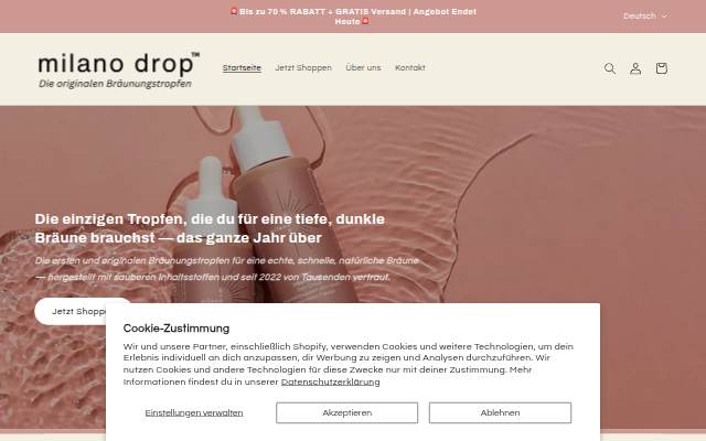 MilanoDrop.de storefront