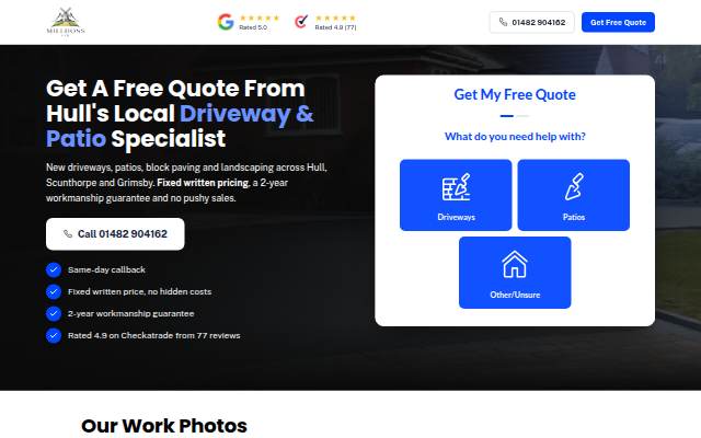 Startseite von Get A Free Quote From Hull's Local Driveway &amp; Patio Specialist