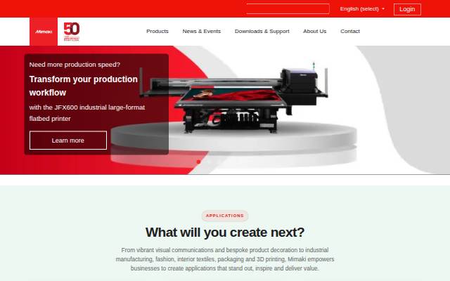Startseite von Mimaki Europe