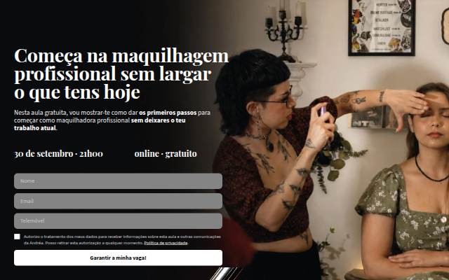 Aula gratuita de maquilhagem profissional storefront