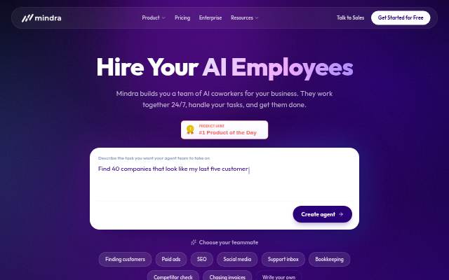 Mindra: Hire a Whole Department of AI Agents storefront