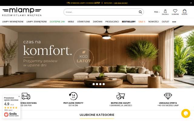 MLAMP.pl - Lampy i Meble Online storefront