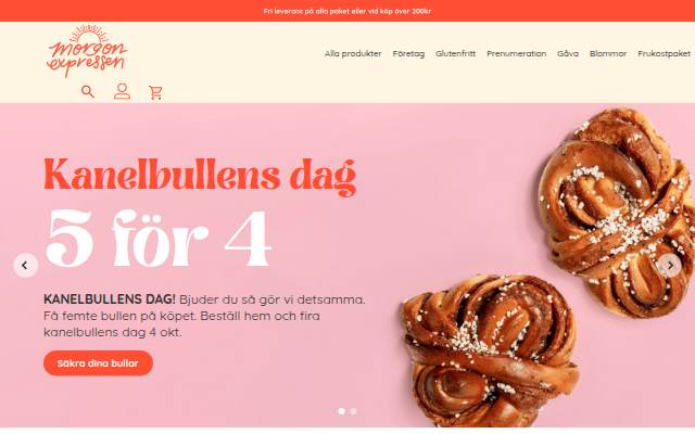 Hemleverans av frukost storefront