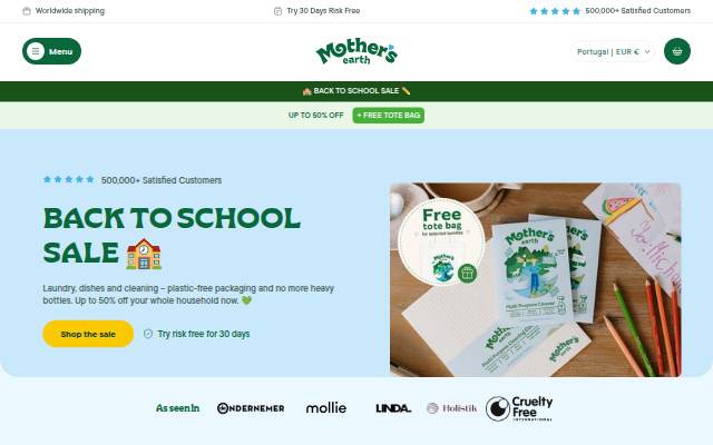 Mother's Earth EU storefront