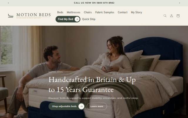 Startseite von Motion Beds