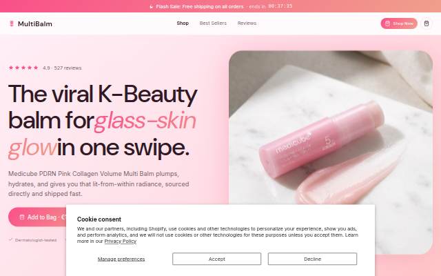 Medicube PDRN Pink Collagen Volume Multi Balm , Glass storefront