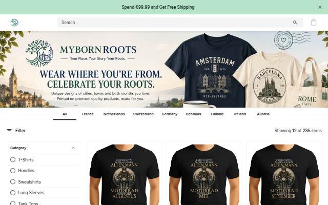 My Born Roots storefront