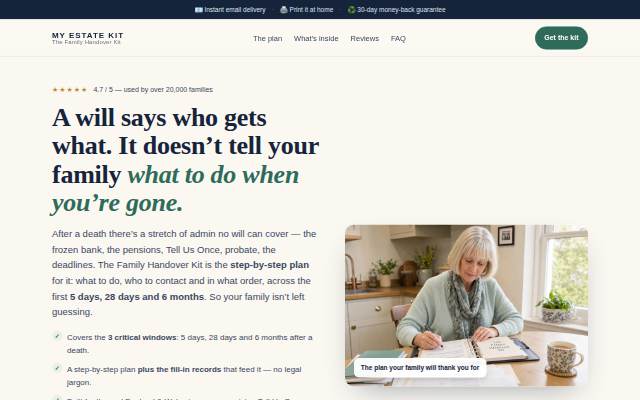 Startseite von My Estate Kit — Hand your family everything they'll need